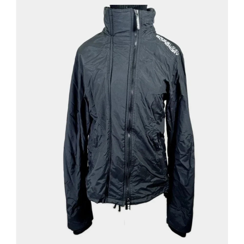 Superdry Black Windreaker Full Zip Embroidered Logo Jacket